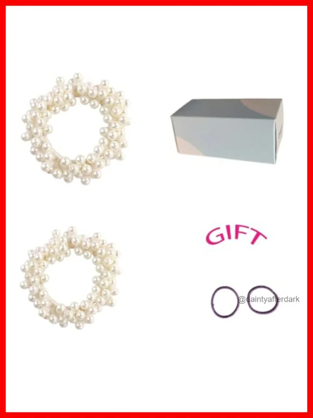Pearl Hair Scrunchies, Beaded Ponytail Holders, 2 Pack